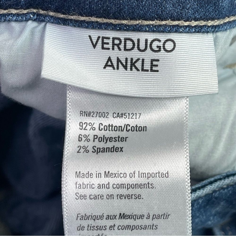 Paige Jeans Women's 30 Blue Skinny Mid-Rise Dark Denim Verdugo Ankle Distressed - Picture 7 of 15